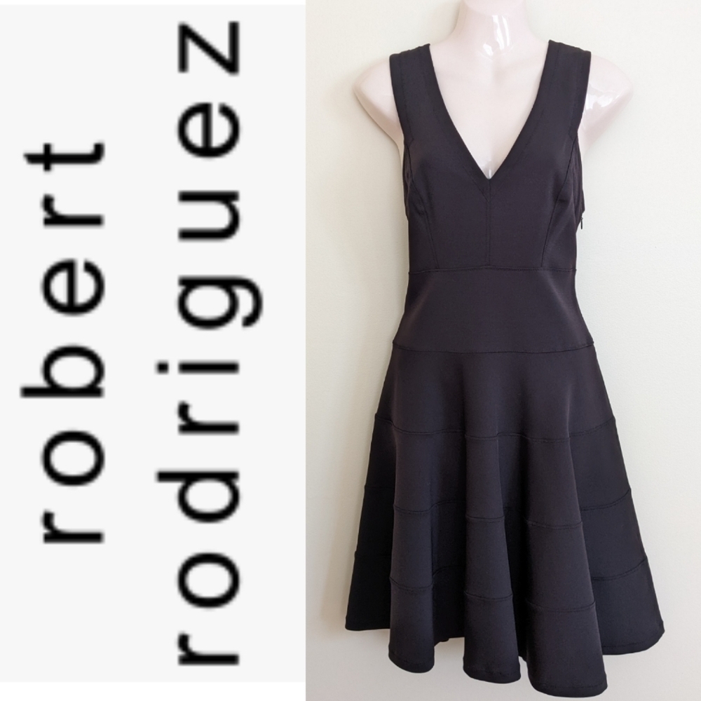 ROBERT RODRIGUEZ little black a-line dress lbd 8 medium